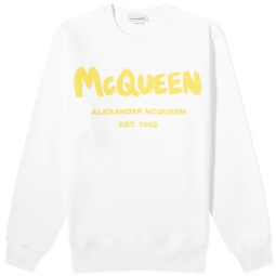 Alexander McQueen Graffiti Logo Crew Sweat White & Yellow