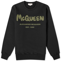 Alexander McQueen Graffiti Logo Crew Sweat Black & Khaki