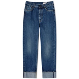 Alexander McQueen Turn Up Jeans Blue Washed