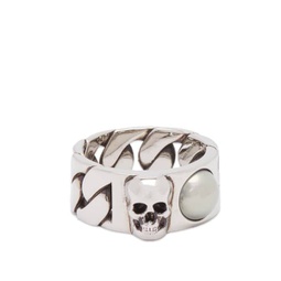 Alexander McQueen Skull & Pearl Ring Silver
