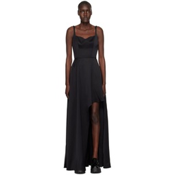 Black Asymmetric Maxi Dress 231259F055001