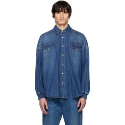 Blue Harness Denim Shirt 231259M192034