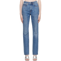 Blue Stacked Jeans 232187F069011
