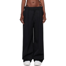 Black Pleated Trousers 232187F087005
