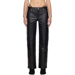 Black Low-Rise Leather Pants 241187F084000