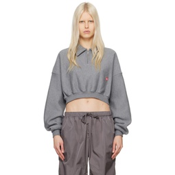 Gray Half-Zip Sweatshirt 241187F097007