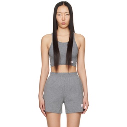 Gray Cropped Tank Top 241187F111008