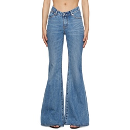 Indigo Scoop Front Flared Jeans 231187F069010