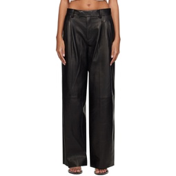 Black Tailored Leather Trousers 232187F087010
