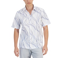 Mens Regular-Fit Abstract Wave-Print Button-Down Shirt