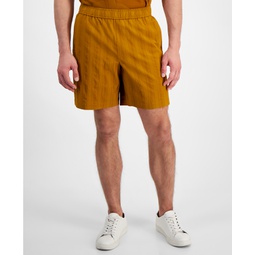 Mens Textured Cotton Drawstring Three-Pocket Shorts
