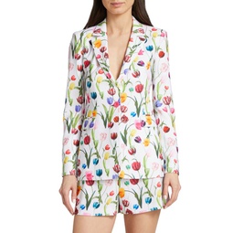 Macy Floral Crepe Fitted Blazer