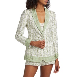 Macey Embroidered Cotton & Linen Single-Button Blazer