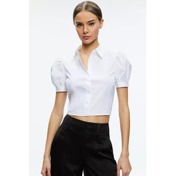 Willa Cropped Puff Sleeve Button Down