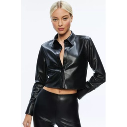 Leon Cropped Vegan Leather Button Down