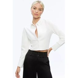 Leon Cropped Vegan Leather Button Down
