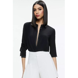 Willa Relaxed Placket Top With Piping Detail