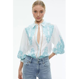 Loryn Embroidered Button Down Blouse