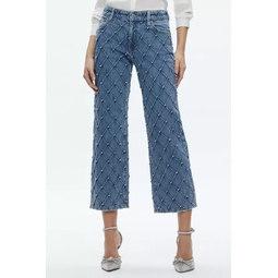 Weezy Quilted Embellished Cropped Mid Rise Jean