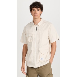 Short Sleeve Multi Pocket Zippered Shirt Jacket