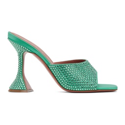 Green Lupita Crystal Heeled Sandals 232415F125049