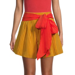 Leonora Striped High-Waist Shorts