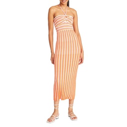 Valena Striped Halterneck Midi Dress