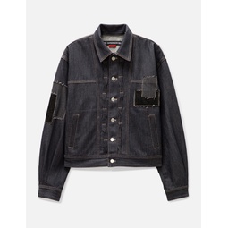 PATCHWORK WAVE TUCK DENIM JACKET