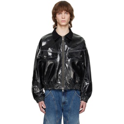 Black Ortega Faux-Leather Jacket 231375M180003