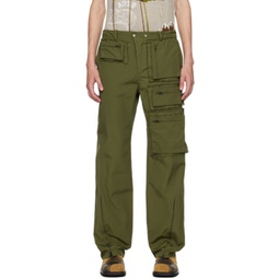Khaki Zip Pockets Cargo Pants 232375M191002