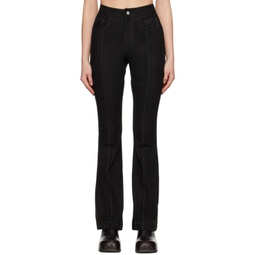 Black Paneled Faux-Leather Trousers 231375F087001