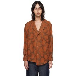 Orange Collarless Shirt 241375M192014
