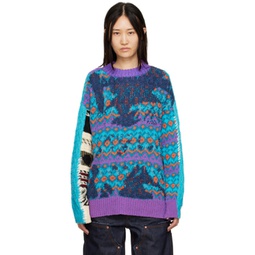 Blue & Purple Jacquard Sweater 222375F096007