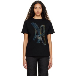 Black AB Embroidered T-Shirt 231375F110006