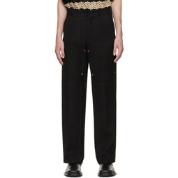 Black Double Knee Trousers 222375M191003