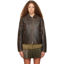 Brown Dreszen Leather Jacket 232375F064001