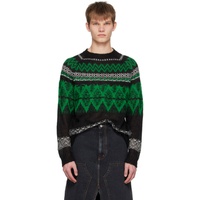 Black & Green Nordic Sweater 231375M201011