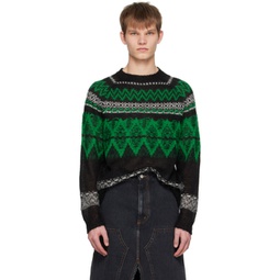 Black & Green Nordic Sweater 231375M201011