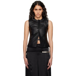 Black Yael Leather Vest 241378F111000