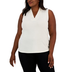 Plus Size Pleated-Neck Top