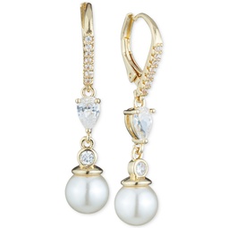 Imitation Pearl and Crystal Drop Earrings