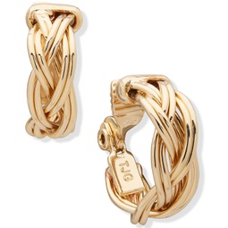 Gold-Tone Small Braided Clip-On Hoop Earrings 0.75