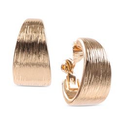Gold-Tone Textured E-Z Comfort Clip-On Hoop Earrings