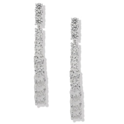 Silver-Tone Graduated Crystal Linear Drop Earrings