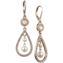 Gold-Tone Imitation Pearl Orbital Drop Earrings