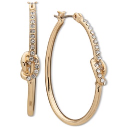 Gold-Tone Medium Pave Knot Hoop Earrings 1.35