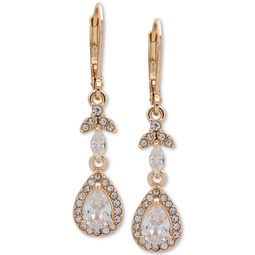 Gold-Tone Crystal Teardrop Chandelier Earrings