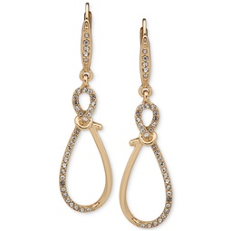 Gold-Tone Pave Knotted Drop Earrings