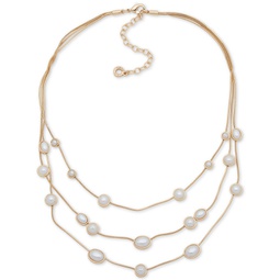 Stone Embellished Layered Necklace 15-1/4 + 3 extender