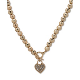 Gold-Tone Crystal Heart Pendant Necklace 16 + 3 extender